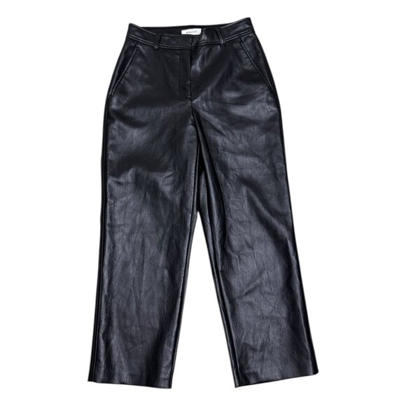 BABATON Aritzia Faux Vegan Leather Ankle Capri Business Casual Pants Womens 2 - Picture 1 of 6